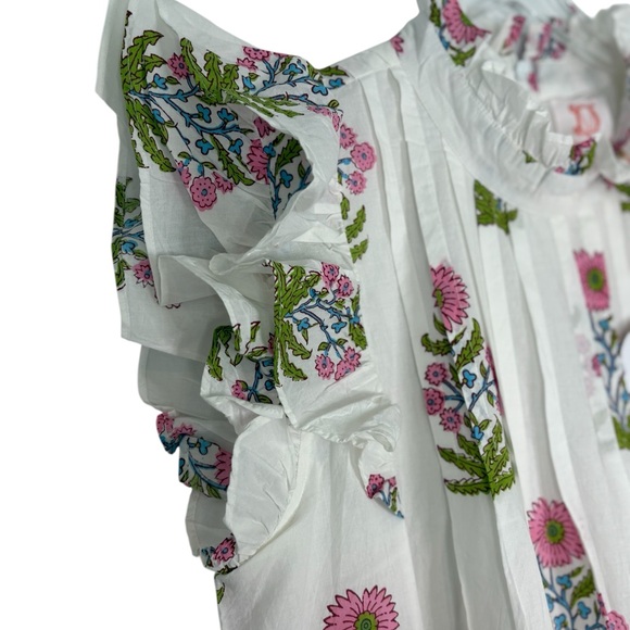 Victoria Dunn White Block Print Ruffle Belted Capri Mini Dress Size XL - Picture 9 of 16